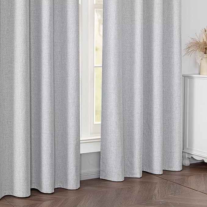 100% Blackout Curtains for Living Room, 84 Inch Curtains 2 Panel Set Light Blocking, Back Tab & Rod Pocket Thermal Insulated Drapes Bedroom Windows Home Decor(52W × 84L inch, Off-White)