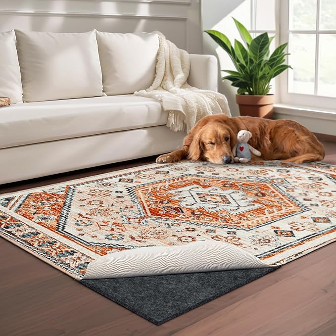 100% Waterproof Rug pad, 7x9 ft Area Rug Non-Slip Rug Pads, 1/4" Thick Carpet Pads for All Floors and finishes, Felt pad for Hardwood Floors, Keep Carpets in Place Soft and Secure