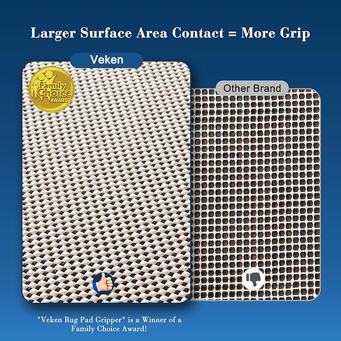 Veken 8 Ft Round Rug Pad Gripper for Hardwood Floors, Non Slip Circle Rug Pads for Area Rugs, Thick Rug Grippers for Tile Floors, Under Carpet Anti Skid Mat, Keep Your Rugs Safe and in Place