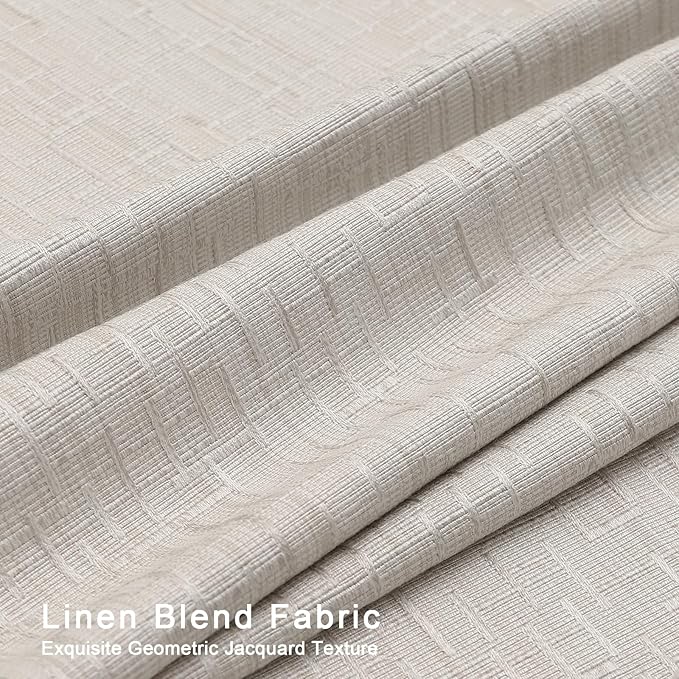 Linen Curtains 188 inch Length 2 Panels for High Ceiling Extra Long Thick Faux Linen Window Drapes Burlap Textured Curtains with Grommet for 2 Story High Living Room (52x188 Beige)