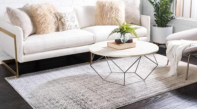 Unique Loom Del Mar Collection Area Rug - Jennifer (5' 1" x 8' Rectangle, Gray/ Black)