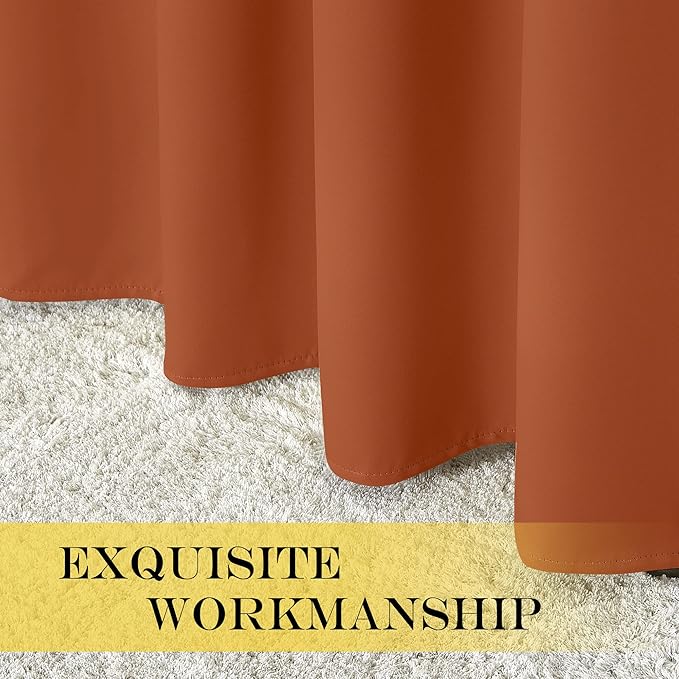 NICETOWN Blackout Curtains 120 inch Length for Sliding Glass Door, Grommet Thermal Insulated Room Darkening Sound Reducing Drapes for Room Divider, 1 Panel, W52 x L120, Burnt Orange