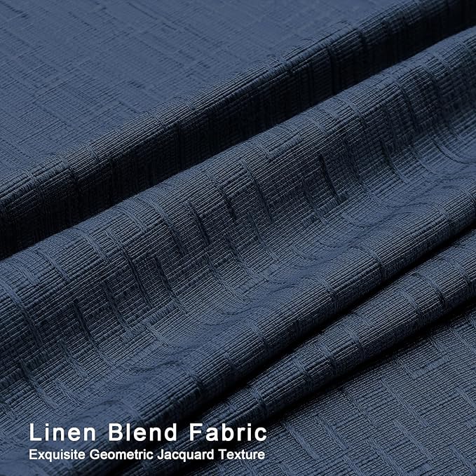 Linen Curtains 188 inch Length 2 Panels for High Ceiling Extra Long Thick Faux Linen Window Drapes Burlap Textured Curtains with Grommet for 2 Story High Living Room (52x188 Navy)