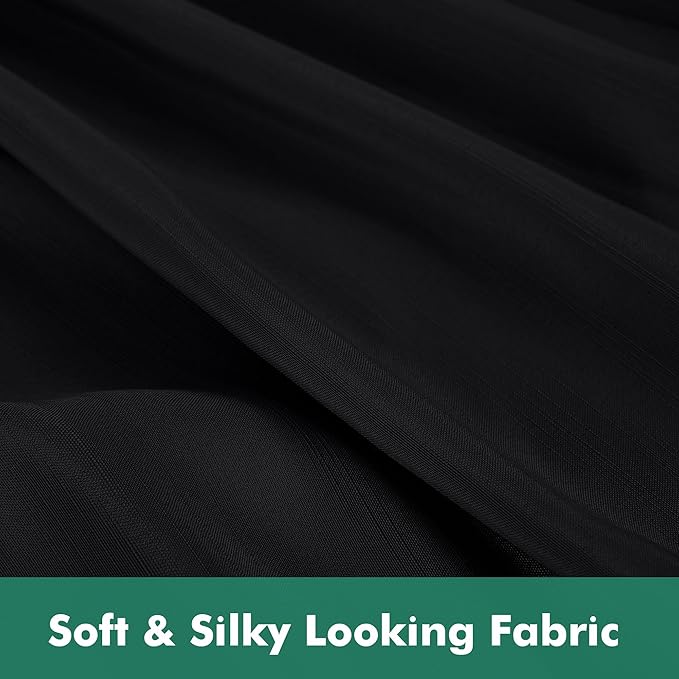 Biscaynebay Wrap Around Bed Skirts with Split Corners for Full Beds 16" Drop, Black Elastic Dust Ruffles Adjustable Easy Fit Wrinkle & Fade Resistant Silky Luxurious Fabric Machine Washable