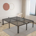 ROIL 20 Inch Queen Bed Frame with Rounded Corner and Headboard Hole Mattress Retainers 3500LBS Metal Heavy Duty Steel Slats No Box Spring Needed Platform Noise-Free Easy Assembly