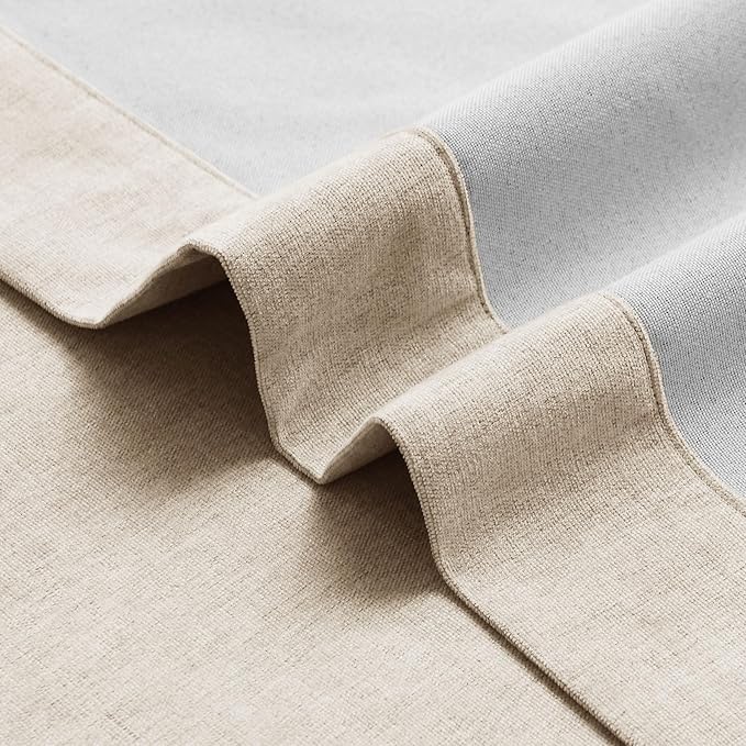 Macochico 100% Blackout Chenille Curtains 96 Inches Long for Hotel Nursery Noise Reducing Thermal Curtains for Bedroom Living Room Grommet Taupe Curtains with Tieback 52" Wx96 L Classic 1 Panel