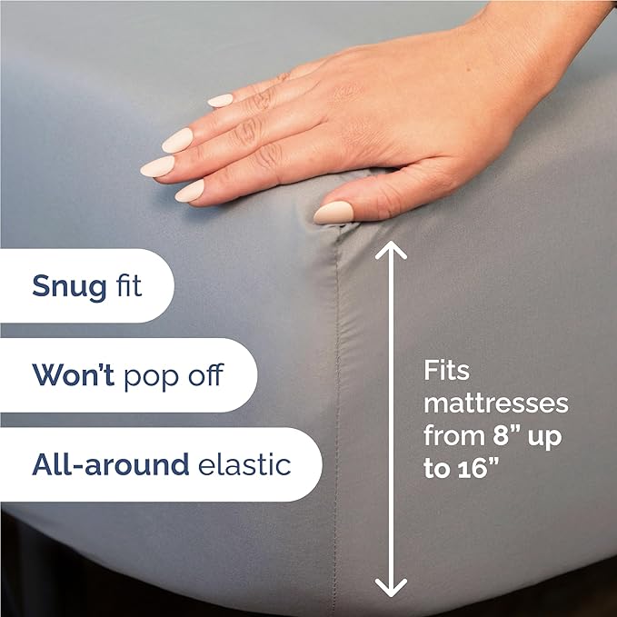 Twin XL 4 Piece Sheet Set - Cooling, Comfy & Breathable - Hotel Luxury Bedding, Includes Fitted Sheet for Women, Men, Kids & Teens - 1 Flat, 1 Fitted Sheet, 2 Pillowcases w/Deep Pockets - Steel Blue