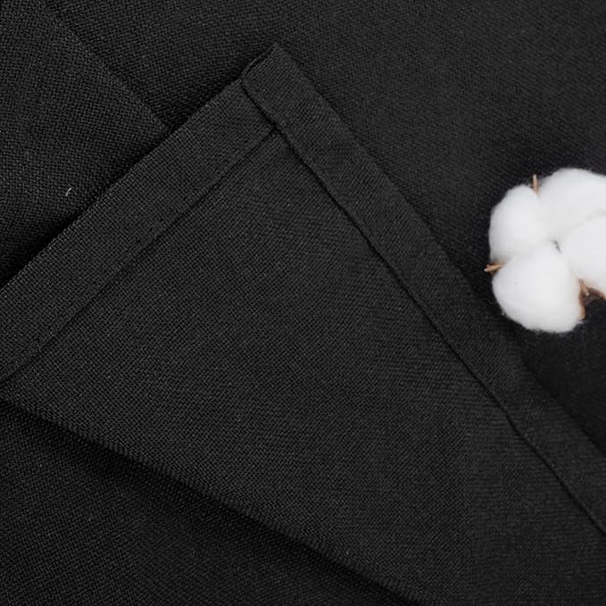 YoungsTex Black Linen Curtains 63 Inches Length for Living Room, Semi Sheer Drapes with Bronze Grommet Light Filtering Privacy for Bedroom Gothic Decorative, 42 x 63 Inch, 2 Panels