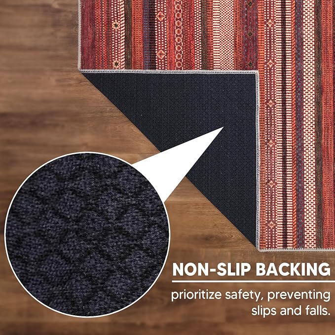 Keen Home Design 2x10 Rug - Machine Washable Runner with Non-Slip Backing, Ideal for Hallway, Entryway, Kitchen, Laundry Room - Vintage, Easy Clean, Durable, Low Pile Rug - (2'6" x 10')