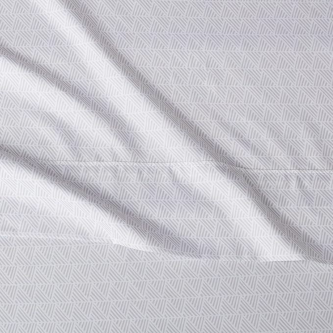 Amazon Basics Lightweight Super Soft, Cooling Luxury Microfiber 4 Piece Bed Sheet Set With 14-Inch Deep Pockets, King, Gray Crosshatch, Printed