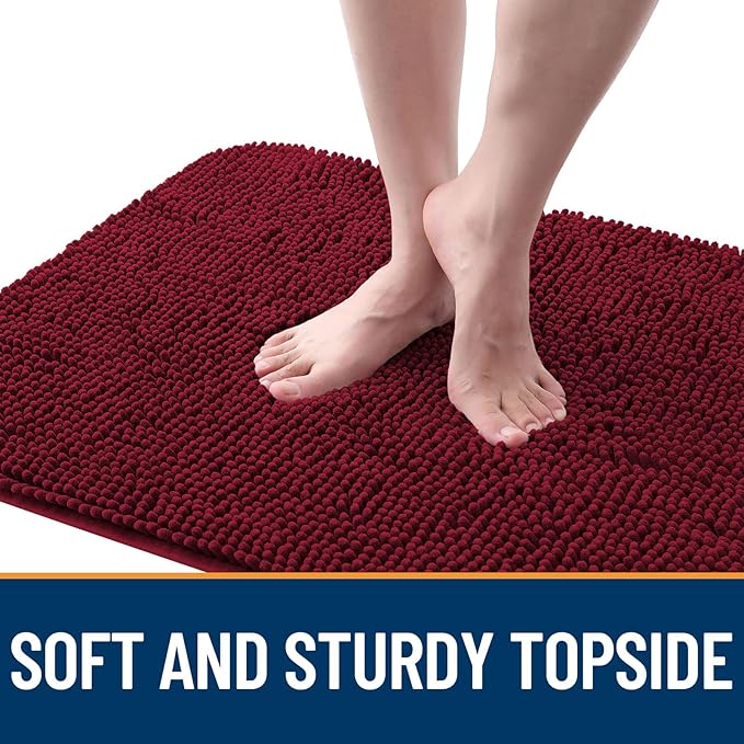 OLANLY Dog Door Mat for Muddy Paws 59x24, Absorbs Moisture and Dirt, Absorbent Non-Slip Washable Doormat, Quick Dry Chenille Mud Mat for Dogs, Entry Indoor Entryway Carpet for Inside Floor, Burgundy