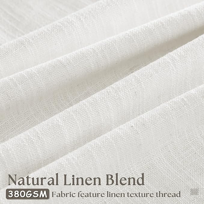 Extra Wide Linen Curtains 102 Inches Long 70 Inch Wide for Living Room Bedroom Light Filtering Beige Off White Pinch Pleated Curtains Hooks Rings Back Tab for Sliding Door 1 Panel 70Wx102L