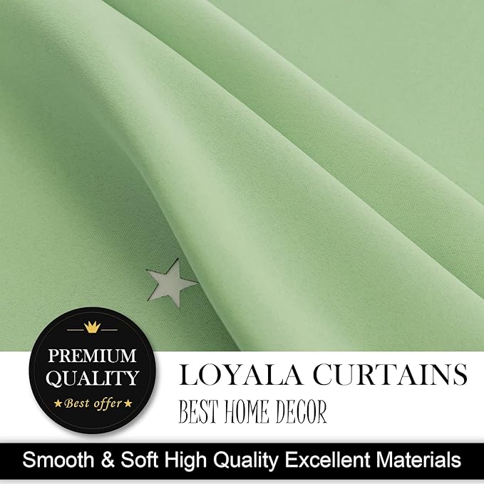 Star Double Layer Blackout Curtains for Bedroom, Kids - Cute, 108 Inches Long, 2 Panels Set, Green, 42 X 108 Inches
