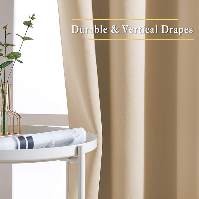 NICETOWN Blackout Draperies Curtains Panels - Window Treatment Thermal Insulated Solid Grommet Blackout Curtains/Panels/Drapes for Bedroom (Biscotti Beige, Set of 2, 66 by 72 Inch)