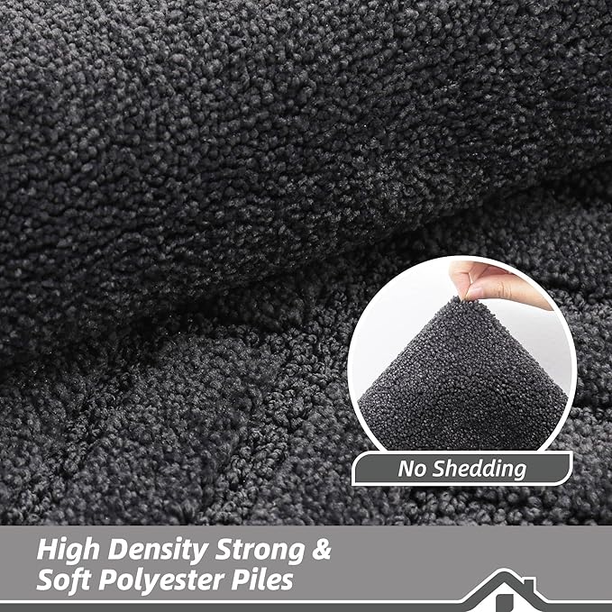 BEQHAUSE Door-Mat-Non-Slip Dirt Trapper Door Mats Low-Profile Front Door Mat Absorbent Floor Mats for Entryway Washable Mud Resistant Home Entrance Doormat, Dark Grey, 24"x60"