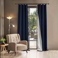 100% Blackout Thermal Insulated Curtains, 3 Layers Noise Absorbing, Soundproof Back Tab Drapes for Sliding Glass Door Baby Nursery Bedroom with Hooks, Navy Blue 50x108 Inch Set of 1
