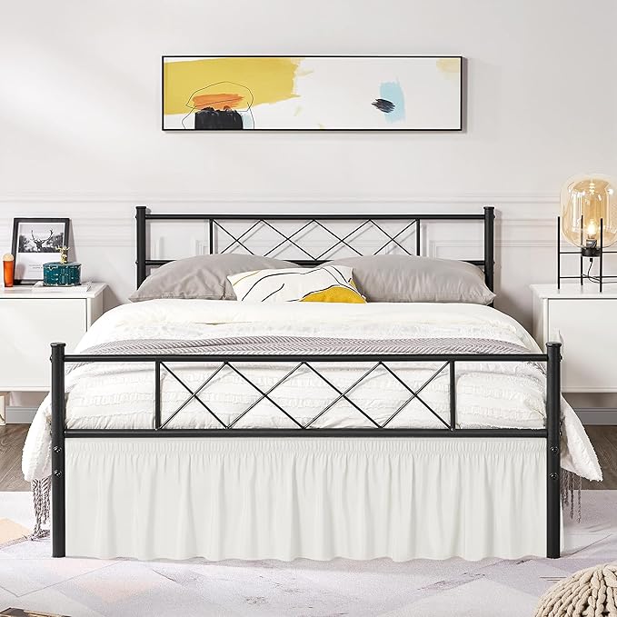 Biscaynebay Wrap Around Bed Skirts with Split Corners for Twin/Twin XL Beds 18" Drop, Ivory Adjustable Elastic Dust Ruffles Easy Fit Wrinkle Resistant Silky Luxurious Fabric Machine Washable