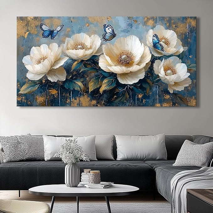 Flowers Canvas Wall Art - Modern landscape Paintings for Living Room, Bedroom Wall Decor, Framed Wall Art for Home or Office Decoration, Large Wall Art 20"x40"(50CMx100CM)