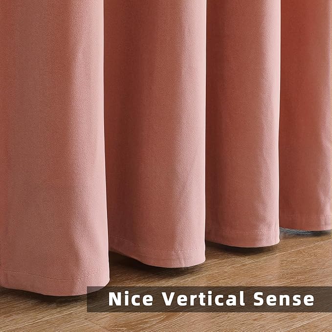 Joydeco Pink Velvet Curtains 63 inch Length 2 Panels, Luxury Blackout Rod Pocket Thermal Insulated Window Curtains, Super Soft Room Darkening Drapes for Living Dining Room Bedroom,W52 x L63 inches