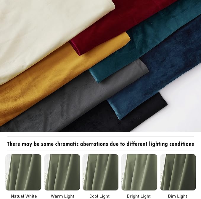 RYB Home Sage Green Velvet Room Divider Curtains 96 inches - Back Tab Smooth Durable Darkening Privacy Window Treatment for Living Room Home Office, W62 x L96 inches, Set of 2