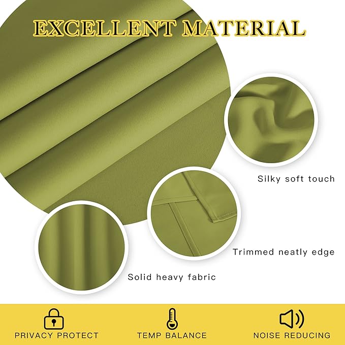 NICETOWN Blackout Curtains 84 Inch Length, Thermal Insulated Curtains for Bedroom Grommet Energy Saving Room Darkening Drapes for Living Room Window, 1 Panel, Fresh Green, 66" W x 102" L