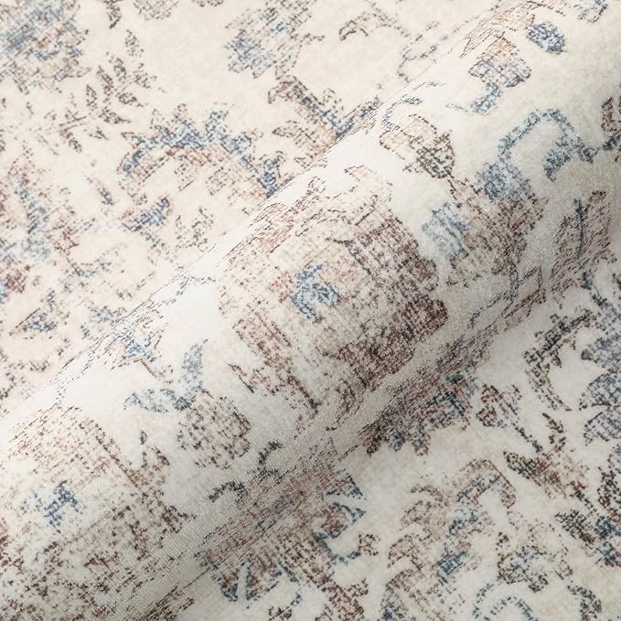 Taupe Runner Rug 2x6 Hallway Machine Washable Kitchen Vintage Distressed Non Slip Long Carpet Indoor Retro Floral Bedroom Accent Throw Rug for Bathroom Office Laundry Dining Living Room