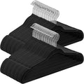 SONGMICS Velvet Hangers 60 Pack, Non-Slip Clothes Hangers with Silver-Colored Swivel Hooks, Slim Space-Saving for Closet, Heavy-Duty, Black UCRF036BZ02S