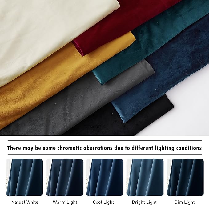 RYB Home Navy Blue Velvet Curtains 84 inches Long - Room Darkening Luxury Window Treatment Privacy Thermal Insulated Backdrops for Living Room, 62 inch x 84 inches, 2 Panels Set