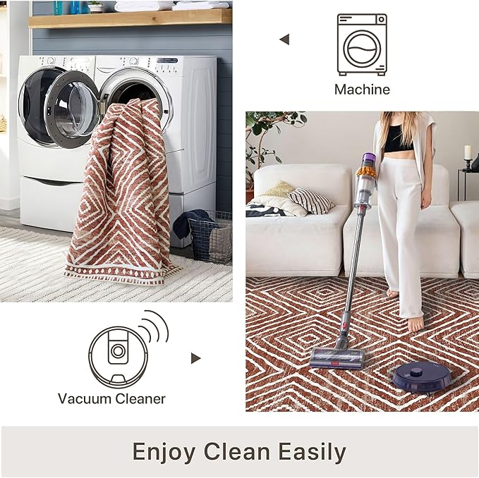 Runner Rug 2'x7' Western Washable Non-Slip Runners for Hallways Kitchen Entryway Laundry Room Modern Carpet Hallway Runner, Brown Red
