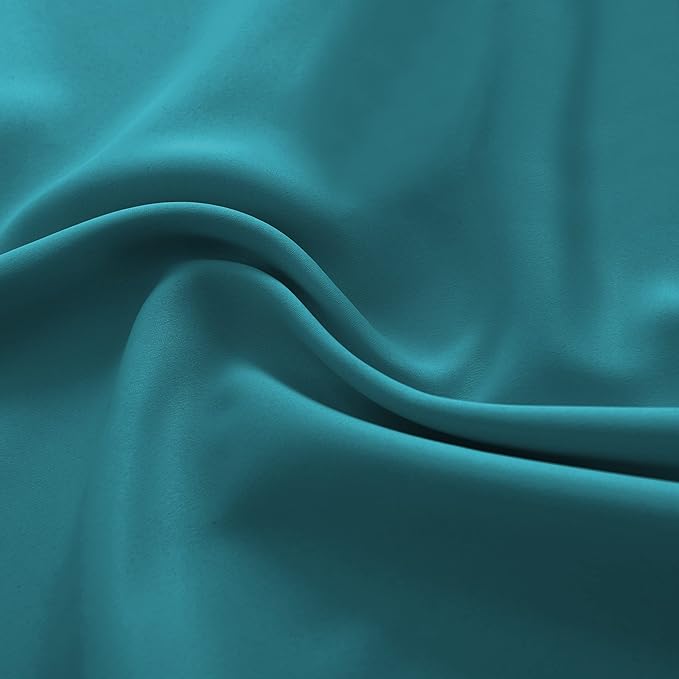 DONREN Teal Rod Pocket Blackout Curtain Drapes for Kitchen - Window Treatment Energy Saving Solid Curtains (42 by 45 Inches,2 Panels)
