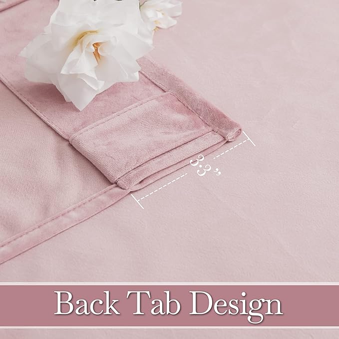 RYB HOME Pink Velvet Curtains 84 inches - Blackout Curtains for Living Room, Thermal Insulated Noise Reducing Panels Soft Luxury Window Decor for Bedroom, Blush Pink, W52 x L90 inches, 2 Panels