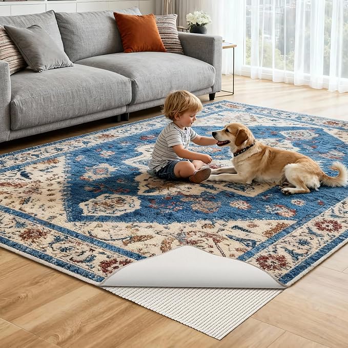 Songrey Non-Slip Rug Pad 2x6 FT, Extra Thick Carpet Pads for Hard Surfaces, Prevents Sliding and Secures Rugs, Provides Floor Protection with Comfort Cushioning