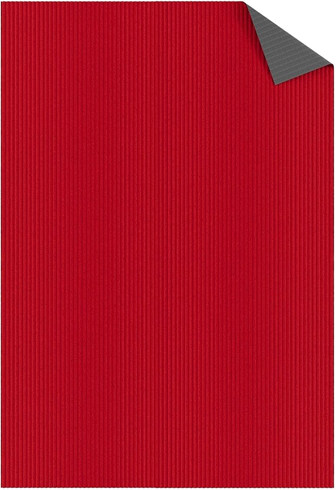 Ottomanson 6'6" x 35' Hallway Runner with Scraper Pile Extra Durable Non-Slip Rug Mat for Indoor & Outdoor Use - Ideal for Kitchen, Entryway, Patio & Garage - High-Traffic Carpet, Red