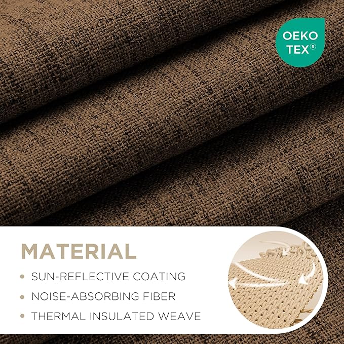 Joydeco Blackout Curtains for Bedroom - 72 Inch Long 100% Light Blocking 2 Panels Cappuccino Drapes, Thermal Insulated Room Darkening Curtains, Linen Textured for Living Room, Rod Pocket & Back Tabs