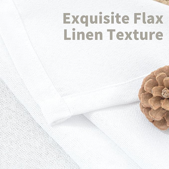 YoungsTex 63 Inch Length White Semi Sheer Curtains for Living Room 2 Panels, Linen Drapes with Bronze Grommet Light Filtering Window Treatments for Bedroom, 42 X 63 Inch