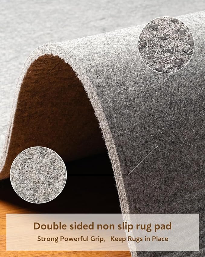 Resare Non Slip Rug Pad Gripper Extra Thick Dual Surface Felt Under Rug for Area Rugs and Hardwood Floors,Super Cushioned Non Skid Carpet Padding - 10x14 Feet 1/4" Double-Sided Non Slip