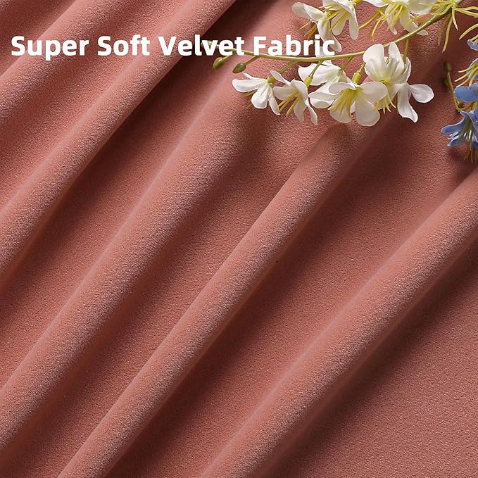 Joydeco Pink Velvet Curtains 120 inch Length 2 Panels, Luxury Blackout Rod Pocket Thermal Insulated Window Curtains, Super Soft Room Darkening Drapes for Living Dining Room Bedroom,W52 x L120 inches