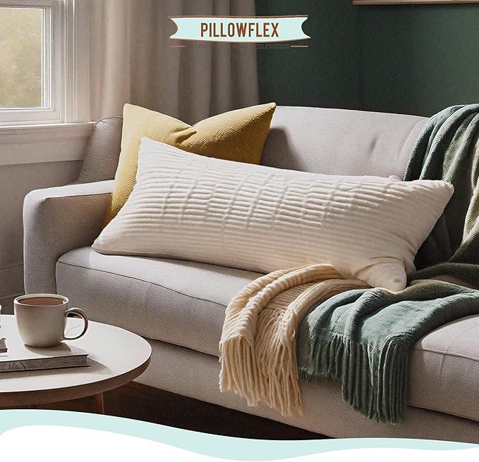 Pillowflex Synthetic Down Pillow Insert - 20x72 Down Alternative, Ultra Soft Body Pillow, Large King Body Bed Sleeping Pillow - 1 Decorative Pillow Form