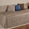 Camden Luxury Bedding | Neutral Sand Color | Fitted Hollywood Daybed Bedding | Faux Suede Box Quilted Design | 5 Piece Set Includes Hollywood Cover, 2 Bolster Shams, and 2 Bolster Pillows