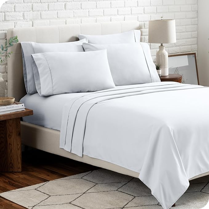 Bare Home Hotel Luxury Twin XL Sheet Set, Extra Soft - 4 Piece Set - Deep Pockets - Easy Fit - Cooling & Breathable - Wrinkle, Fade, Stain Resistant - Includes 2 Pillowcases (Twin XL, White)