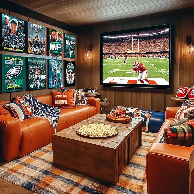 B.B.F MAKE 2025 Super Canvas Bowl Wall Art Champions MVP Hurts Canvas Wall Decor Eagles Poster Print Philadelphia Sports Star Picture Gift Modern Bedroom Living Room Home Decoration, Framed 20x24inch