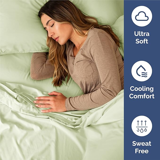 King 6 Piece Sheet Set - Cooling, Comfy & Breathable - Hotel Luxury Bedding, Includes Fitted Sheet for Women, Men, Kids & Teens - 1 Flat, 1 Fitted Sheet, 4 Pillowcases with Deep Pockets - Light Sage