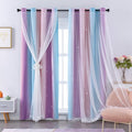 XiDi Curtains for Bedroom Decor, Rainbow Pink Purple/62/96