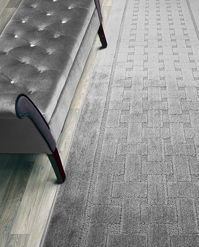 30 ft Extra Long Grey Hallway Kitchen Runner Rug Non-Slip Washable, 26" X 30' Carpet Runner Rugs-Rubber Backed, Custom Size Floor Mat for Stairs Bedroom Bathroom Entryway Living Room