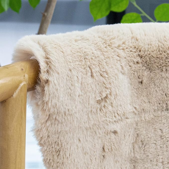 Light Brown Beige Plush Washable Fluffy Area Rugs for Bedroom Faux Fuzzy Bunny Fur Rug for Living Room Nursery Rug 3x5 Boho Rugs