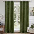 LAMIT Sage Green Velvet Curtains 96 Inches Long for Living Room, Luxury Thermal Insulated Room Darkeing Panels Back Tab and Rod Pocket Privacy Protected Drapes for Bedroom, 2 Panels, 52 x 96 Inch
