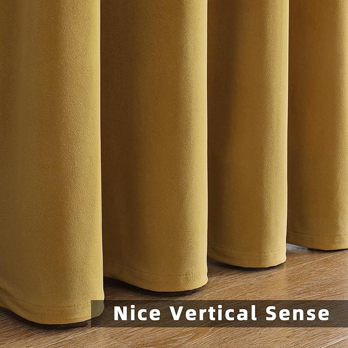 Joydeco Brown Velvet Curtains 120 inch Length 2 Panels, Luxury Blackout Rod Pocket Thermal Insulated Window Curtains, Super Soft Room Darkening Drapes for Living Dining Room Bedroom,W52 x L120 inches