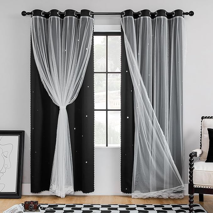 XiDi Grommet Blackout Curtains for Bedroom & Living Room, 84"L x 34"W, Unicorn Pattern, Girls & Kids Room Decor