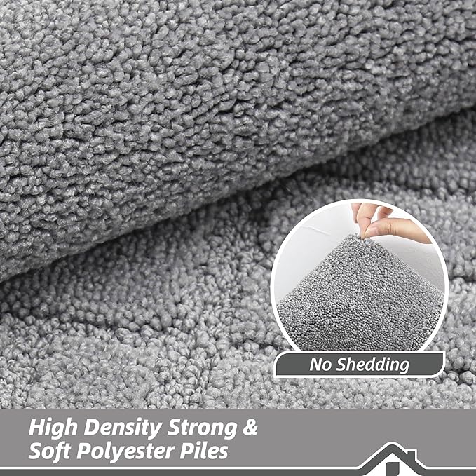 BEQHAUSE Door-Mat Non-Slip Front Doormat Low-Profile Entrance Mats for Front Door Entry Resist Dirt Washable Doormat Absorbent Entryway Door Mat,Light Grey,32"x48"