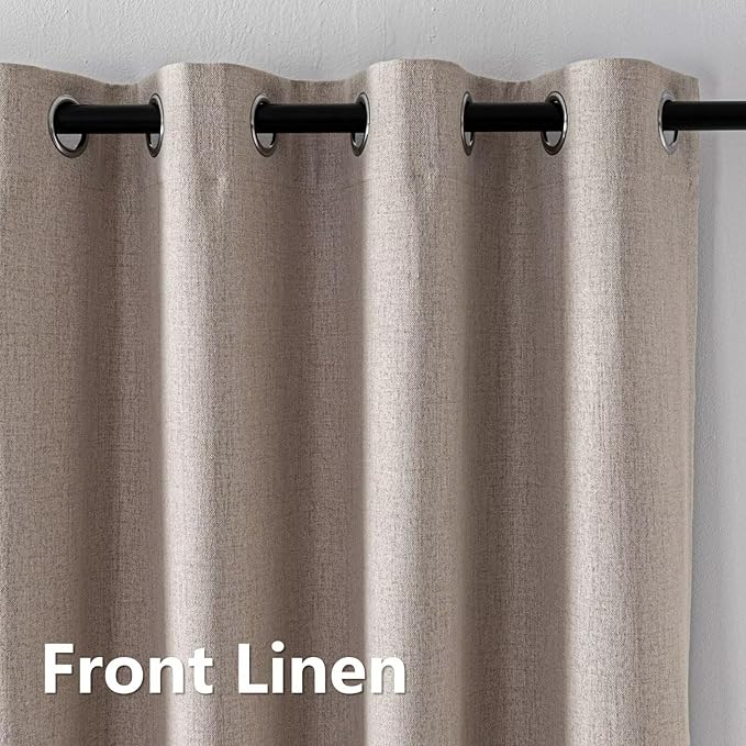 100% Blackout Curtains 72 Inch Length 2 Panels Set, Black Out Curtains for Living Room, Beige Thermal Insulated Grommet Drapes Bedroom Luxury Decor Privacy(70W × 72L inch, Beige)
